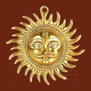 Escultura de Latón del Rostro del Dios Sol Surya, Ídolo Murti para Decoración del Hogar u Oficina - Product Image 6