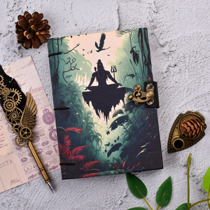Spiritual Lord Shiva Handmade Diary with Metal <b>Lock</b> Vintage Aesthetic Journal Notebook Artistic Cover Travel Writing Gift Item - Product Image 1