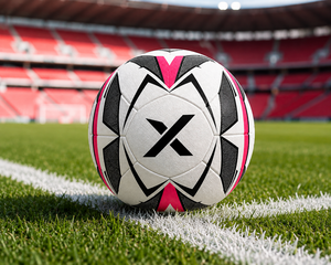 Balón de Fútbol con Superficie Texturizada Personalizada X |   Blanco Azul Dorado |   Logotipo X |   Fabricante OEM ODM |   Diseño Premium |   Calidad Premium | - Product Image 3
