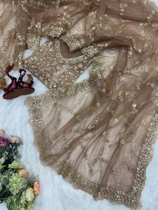 Sari en filet Zari avec motif floral en cristal Royal Spark, matière filet douce, style traditionnel, séchage rapide et sans plis, sari pour femme - Product Image 4