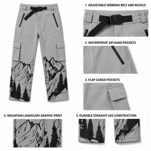 Pantalones de Snowboard Impermeables para Hombre y Mujer, Pantalones de Esquí con Estampado de Montaña, Pantalones Cargo de Invierno, Resistentes al Viento, Térmicos, para Deportes al Aire Libre, Equipo para la Nieve - Product Image 4