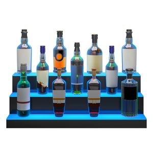 Estante de exhibición acrílico comercial con iluminación LED de 30 pulgadas para botellas de licor, 3 niveles, 3 escalones, estante para whisky, soporte para botellas de vino para el hogar/bar - Product Image 6