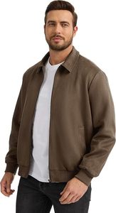 Men's Faux <b>Suede</b> Bomber <b>Jacket</b>, Lightweight Vintage Outwear - Product Image 4