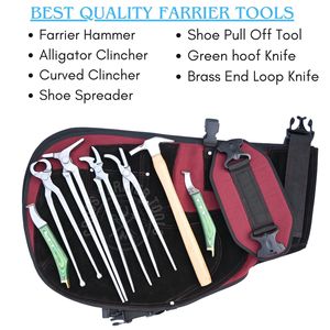 Kit d'outils professionnels de fermeur avec tablier, écarteur de sabots, crochets crocodiles et courbes, marteau à clous, couteau de coupe et de dégrossissage - Product Image 2