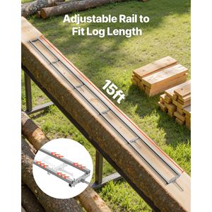 Kit per Sega a Catena con Barra Trasversale da 15 piedi e 6 pollici, Sistema di Guida per Sega a Catena con Guide in Alluminio e 4 Cunei, Compatibile con Motoseghe - Product Image 2