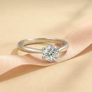 Zarkan 925 Hallmark Premium Solitaire Silver <b>Adjustable</b> <b>Ring</b> with 18K Gold Moissanite - Product Image 1