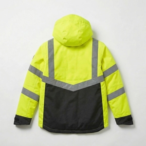 Chaqueta de Seguridad con Capucha de Alta Visibilidad |   Chaqueta Reflectante Amarilla y Negra, Impermeable |   Fabricante de Ropa de Seguridad Personalizada OEM - Product Image 2