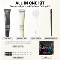 Kit de teinture pour sourcils et cils longue durée en gros, kit professionnel de teinture pour sourcils, kit de teinture au henné pour sourcils à marque privée, noir