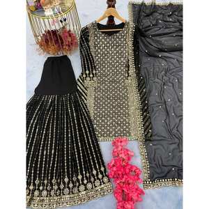 Ensemble haut, palazzo et dupatta pour femmes, pour les occasions élégantes - Product Image 6