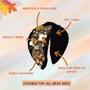 Serre-têtes pour enfants, motif floral, faits à la main, en tissu, avec accents perlés, doux, confortables, légers, durables, achetez maintenant - Product Image 3