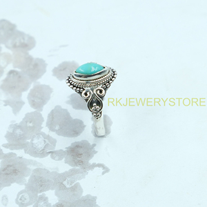 Pure 925 Sterling Silver Arizona <b>Turquoise</b> <b>Ring</b> for Women Natural Kingman Arizona <b>Turquoise</b> Handmade Vintage Boho Jewelry for - Product Image 6