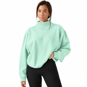 New Arrival Relaxed Fit Women's Oversized Long Sleeve <b>Mock</b> <b>Neck</b> Pullover Sweatshirt Baggy Style Streetwear <b>Top</b> - Product Image 1