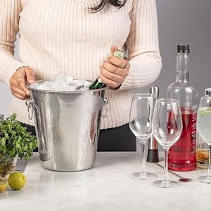 Seau à glace en acier inoxydable de 5 litres, robuste, pour vin et champagne, avec couvercle et pince, pour hôtel, bar, restaurant, vente en gros - Product Image 4