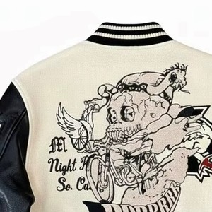 Lenova Industries Fashion Embroidered Genuine <b>Leather</b> <b>Jacket</b> LI-ELMJ-01 Custom Luxury Motorcycle Outerwear OEM ODM Factory - Product Image 5