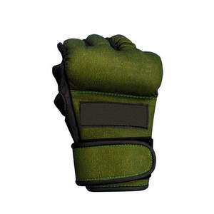Guantes de Entrenamiento de Artes Marciales, Medios Dedos, Material PU, Cierre de Velcro, Verde y Negro, para Adultos - Product Image 2
