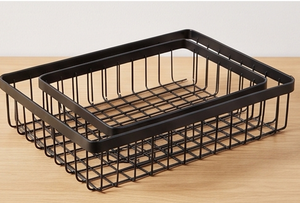 Modern Rectangle Metal Wire Storage <b>Basket</b> Black Stackable Multi Purpose Organizing <b>Tray</b> for Neatening and Home Use - Product Image 5