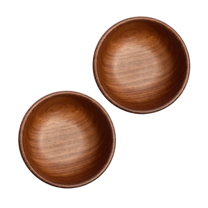 Wooden Bowl with <b>Spoons</b> for <b>Serving</b> Snacks & Food Washable Decorative Wooden <b>Serving</b> for Kitchen Dining - Product Image 1
