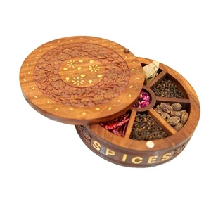 CRACHES EN BOIS NATUREL Boîte à épices de table en bois imprimée de qualité supérieure avec compartiments séparés pour épices et fruits secs - Product Image 2