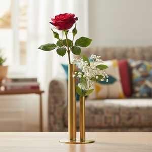 Florero Moderno de Doble Tubo de Acero Inoxidable, Elegante Portaflores, Decoración Minimalista para el Hogar, Centro de Mesa para Bodas, Ecológico - Product Image 2