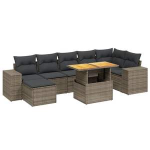 Conjunto de Sofás de Jardín de Ratán Gris, 6 Plazas, Muebles Contemporáneos para Exteriores - Product Image 4