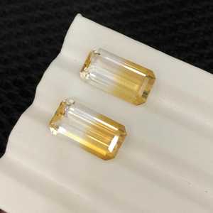 Turmalina Bicolor Natural, Corte Cojín, Par de Piedras Preciosas Sueltas, Certificadas por Terceros, Cuarzo Blanco Dorado para Pendientes y Colgantes - Product Image 3