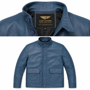 Chaqueta Bomber de Cuero Negra Avan Personalizada OEM, Chaqueta de Invierno Impermeable de Cuero Genuino con Cuello Alto y Cremallera, Estilo Urbano - Product Image 4