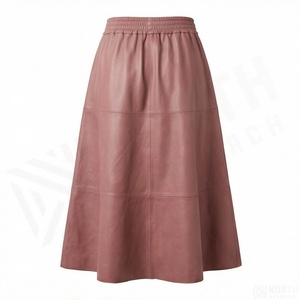 Women's Elastic Waist A-Line Midi <b>Skirt</b> Soft <b>Faux</b> <b>Leather</b> Solid Color Casual Long <b>Skirt</b> - Product Image 2