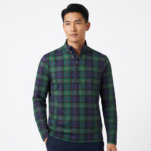 Unisex Plaid Quarter <b>Zip</b> Long Sleeve <b>Shirt</b> Oversized Fit O-Neck Casual Autumn Wear 100% Cotton - Product Image 5