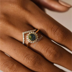 Bague en Moldavite certifiée de qualité A, fabriquée à la main |   Moldavite naturelle de la République tchèque, Chlum |   Argent sterling 925 plaqué or |   2026 - Product Image 3