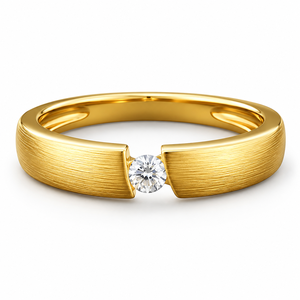 Bague de fiançailles de luxe en moissanite plaquée or jaune 18 carats, diamant taille ronde, cadeau pour homme pour anniversaire - Product Image 5