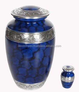 <b>Red</b> Brass Modern Cremation Urn with Small Keepsake Compartment and Locket Tabletop <b>Vase</b> for Ashes Storage - Product Image 2