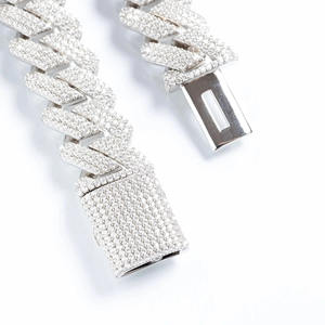 ราคาขายส่งเครื่องประดับฮิปฮอป สร้อยข้อมือคิวบันลิงค์เพชรโมอิสซาไนต์ขนาด 14 มม. สร้อยข้อมือเงินแท้สั่งทำ สร้อยข้อมือเงินแท้ 925 สำหรับผู้ชาย - Product Image 6