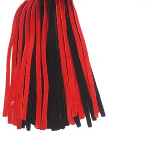 Laisse en cuir rouge et noir avec poignée tressée et mousqueton métallique - Product Image 5