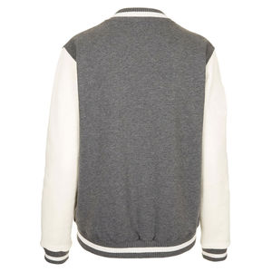 Chaqueta Unisex de Invierno Acolchada Cortavientos Estilo Universitario Personalizada Bicolor con Capucha, Cremallera Frontal, Puños y Cuello Acanalados a Rayas de Lona - Product Image 6