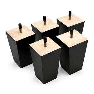 Pata de Mueble Cuadrada de Madera Maciza, Diseño Moderno y Resistente, Fácil Instalación, Acabado Negro Natural, para Sala de Estar, Hotel, Exterior - Product Image 1