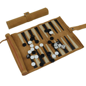 AQDAS INDUSTRIES Luxury Square <b>Backgammon</b> <b>Set</b> Roll-up Case Engraved PU Leather Eco-Friendly Customizable Foldable High Quality - Product Image 2