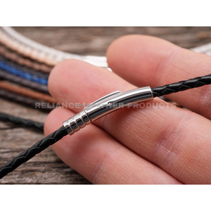 3mm Black Shine Round Bolo <b>Braided</b> Leather <b>Cord</b> for Jewelry Making Durable <b>Braided</b> Leather String Wholesale - Product Image 2
