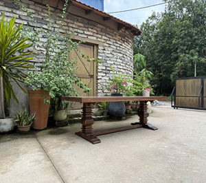 Table à manger carrée rustique en bois massif SONG KON, non pliable, pour 4 personnes, montage facile, fabrication vietnamienne, meubles pour la maison - Product Image 3
