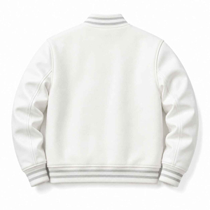 เสื้อแจ็คเก็ตวาร์ซิตี้สีขาวสำหรับผู้ชายคุณภาพสูง Apex รุ่น High Street สำหรับฤดูหนาว ปิดด้วยกระดุมเขาสัตว์ กันลม สไตล์ลำลอง ผ้าฝ้าย ทรงเบสบอล - Product Image 2