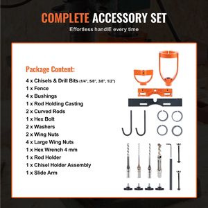 Accessorio per mortasatura per trapano a colonna con 4 punte modello, set di scalpelli per fori quadrati, localizzatore per trapano da banco, utensili per tenoni per la lavorazione del legno - Product Image 4