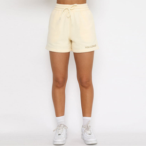 Custom Baby Blue Women’s Fleece Shorts - High <b>Waisted</b> Pastel Sweat Shorts with Drawstring - Heavyweight Cotton Terry - Product Image 6