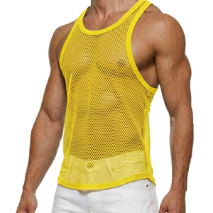 Camiseta sin mangas de malla color borgoña para hombre, cuello redondo, color sólido, transpirable, de secado rápido, deportiva, informal, para fitness. - Product Image 5