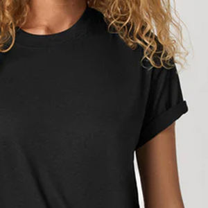 T-shirt col rond pour femme, style minimaliste élégant, en tissu doux et respirant / Haut d'été décontracté et basique avec logo personnalisé 2026 - Product Image 4