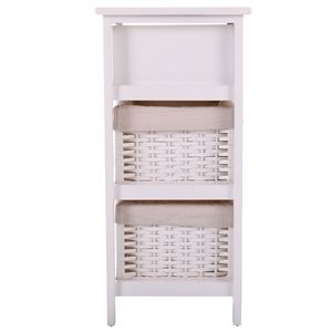 Comodino moderno a un cassetto bianco con due cestini rimovibili comodino con gambe alte per mobili camera da letto - Product Image 3