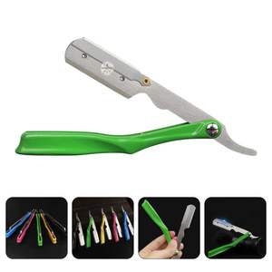 Lot de 5 rasoirs droits avec manche en bois et lame en acier inoxydable pour hommes, usage professionnel de barbier - Product Image 2