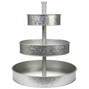 Soporte Rústico de 2 Niveles para Pastel, de Metal Dorado, Estilo Vintage, Bandeja de Servir de Hierro Galvanizado con Asa, Redonda, Decorativa, para Postres - Product Image 3