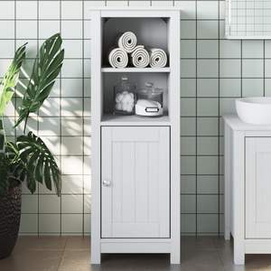 Armoire de salle de bain en bois de pin massif blanc, 15,7 po x 13,4 po x 43,3 po, avec étagères - Product Image 1