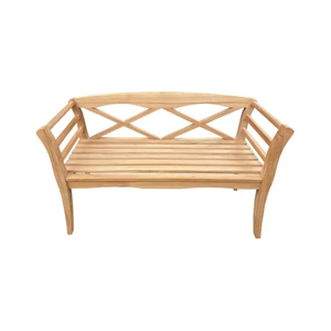 Banco de Jardín de Teca Sólida para 2 Personas con Respaldo Cruzado y Reposabrazos Curvos - Product Image 1