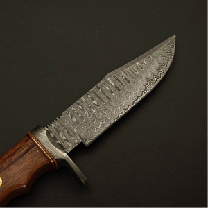 Couteau de chasse en acier Damas forgé à la main sur mesure OEM, lame fixe, étui en cuir véritable, couteau de survie en plein air, vente en gros - Product Image 3
