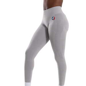 Leggings Deportivos de Cintura Alta Color Gris Claro para Mujer, Compresión Sin Costuras, para Gimnasio, Fitness, Yoga, Entrenamiento, Running, Resistentes a Sentadillas, Elásticos - Product Image 3